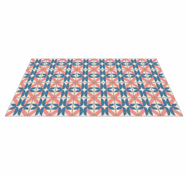 Tapis vinyle carreaux de ciment motif géométrique rose bleu - TenStickers