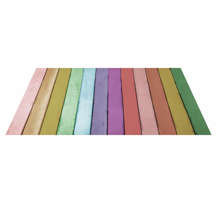 Tapis vinyle imitation parquet lignes arc-en-ciel vibrantes - TenStickers