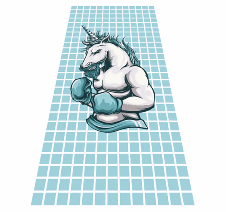 Tapis vinyle ado illustration de licorne boxeuse - TenStickers