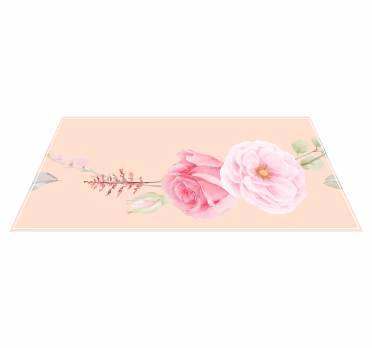 Tapis vinyle fleurs et plantes fleurs roses pâles - TenStickers