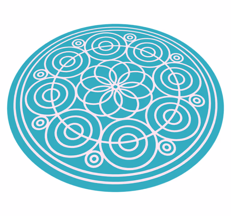 Tapis vinyle mandala motif circulaire turquoise - TenStickers