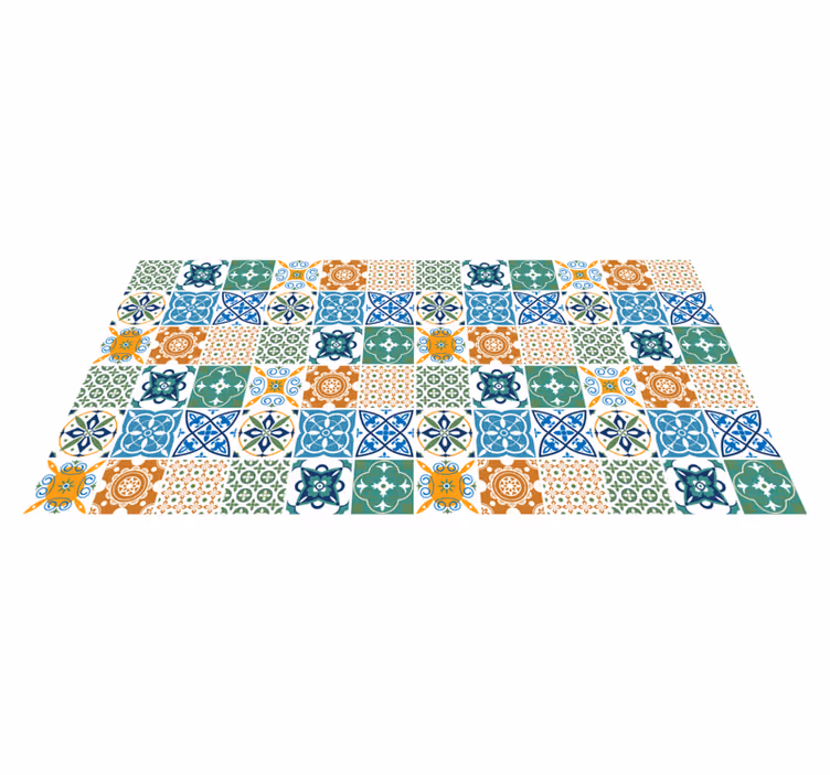 Tapis vinyle carreaux de ciment motifs vibrants - TenStickers