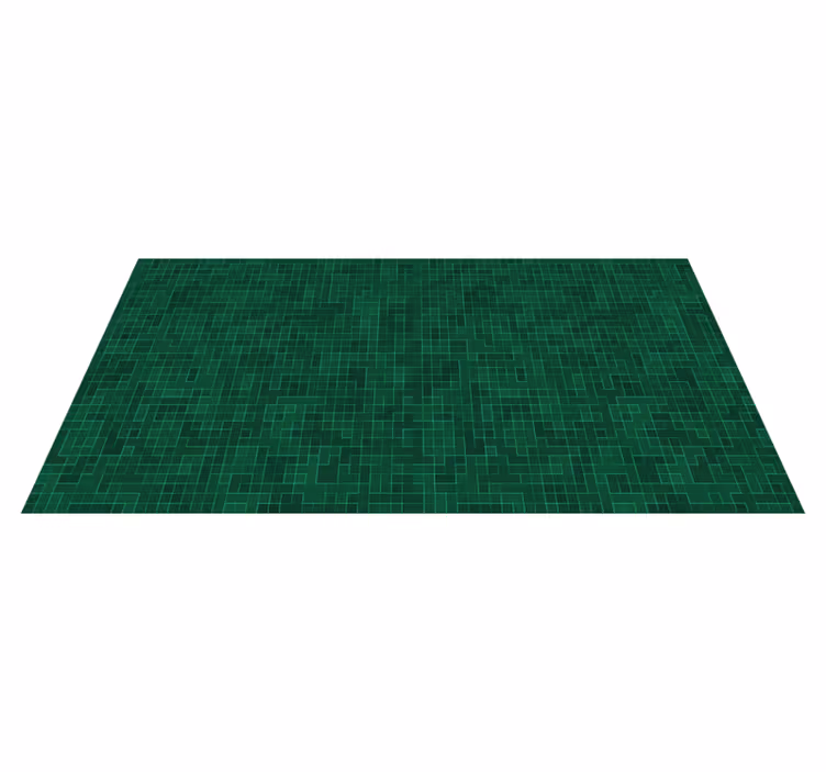 Tapis vinyle géométrique motif de grille verte - TenStickers