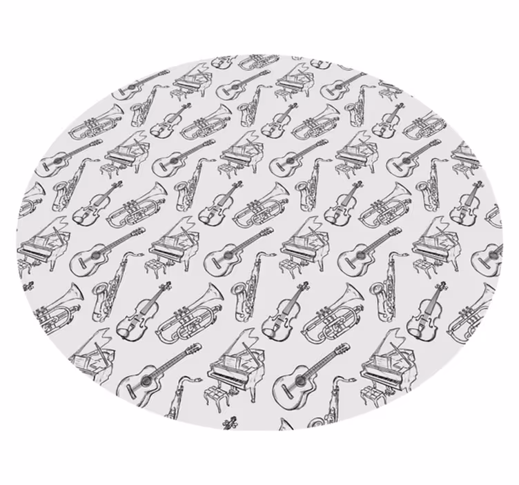 Tapis vinyle rond motif d'instruments de musique - TenStickers