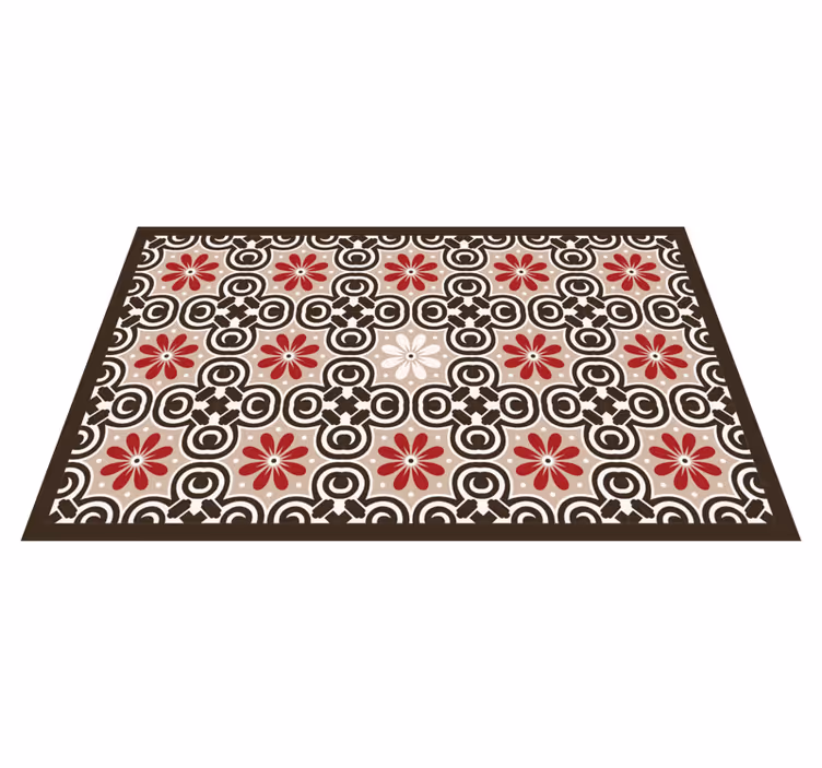 Tapis vinyle carreaux de ciment motifs floraux circulaires - TenStickers