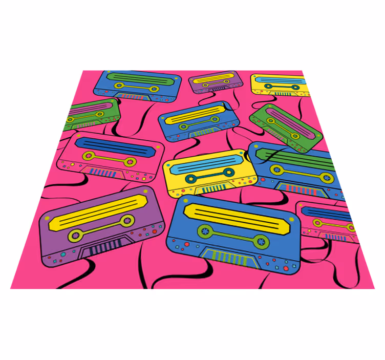 Tapis vinyle ado cassettes audio vibrantes - TenStickers
