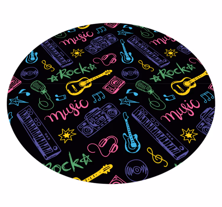 Tapis vinyle ado modèle d'icônes musicales - TenStickers