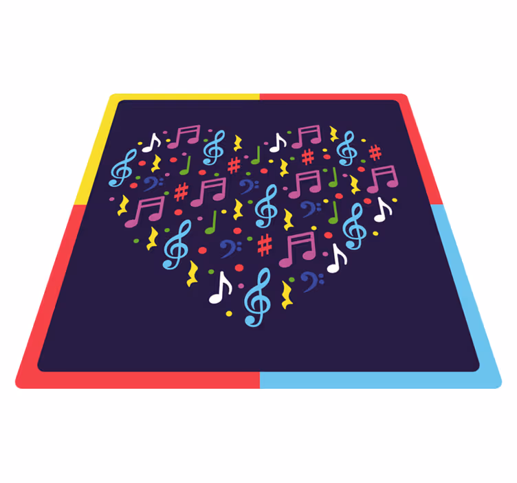 Tapis vinyle ado notes de musique coeur - TenStickers