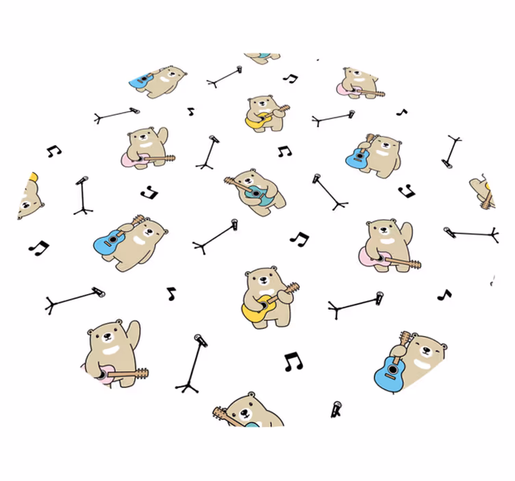 Tapis vinyle chambre bébé l'ours musical amusant - TenStickers