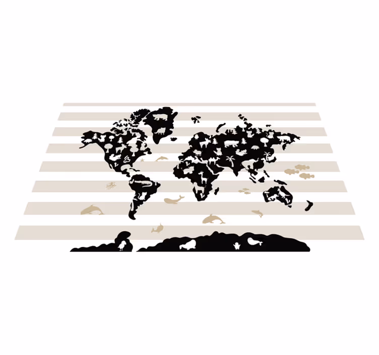 Tapis vinyle carte du monde silhouettes d'animaux - TenStickers