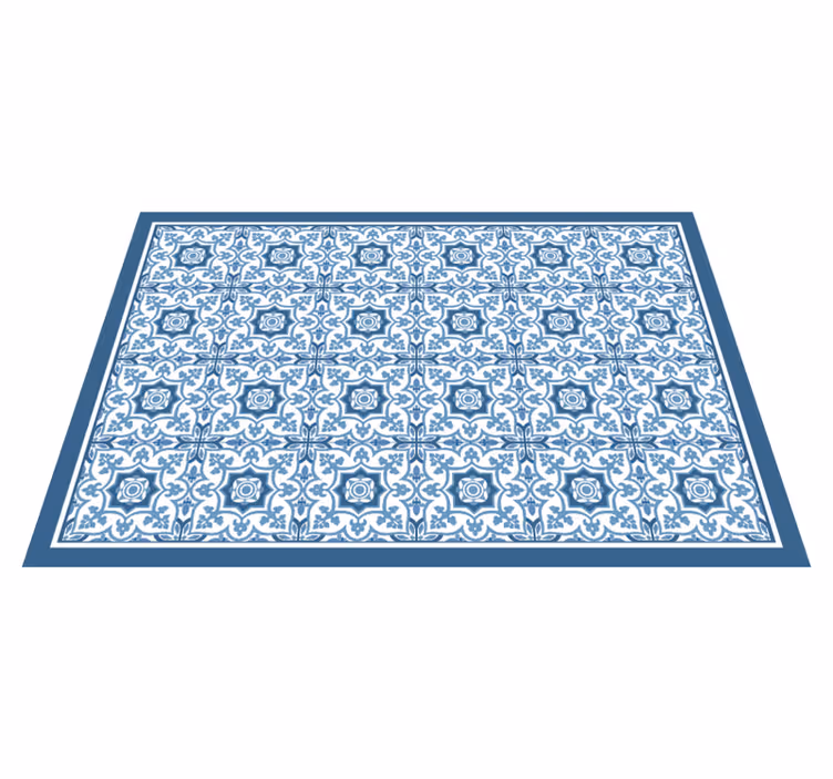 Tapis vinyle carreaux de ciment mosaïque à motifs bleus - TenStickers
