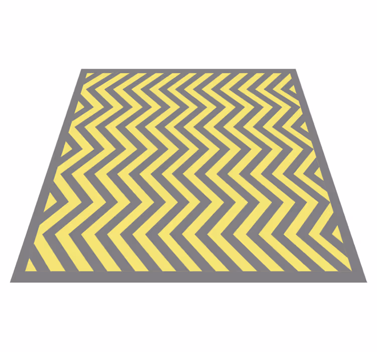 Tapis vinyle rayures chevrons jaunes et gris - TenStickers
