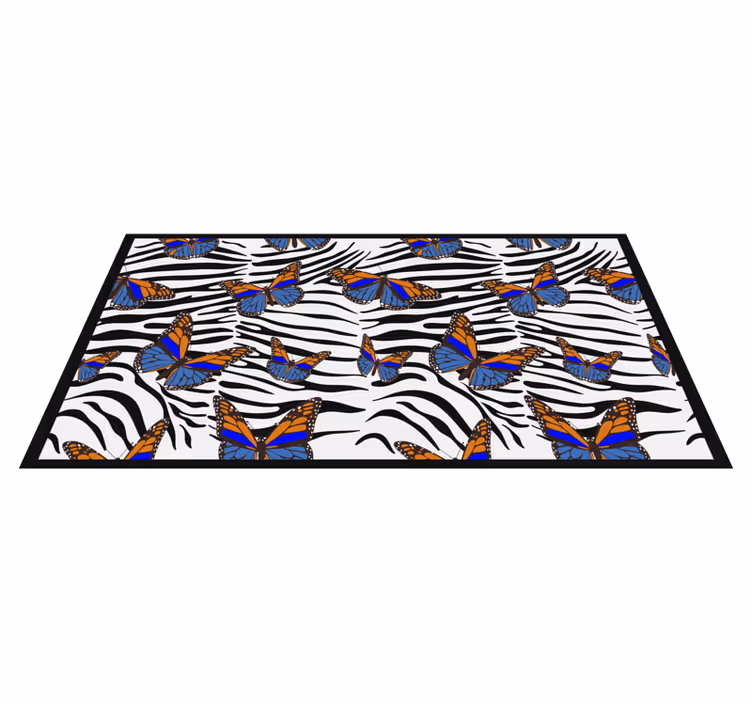 Tapis vinyle animal papillons sur zèbre - TenStickers