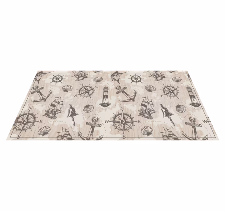 Tapis vinyle carte du monde thèmes nautiques - TenStickers