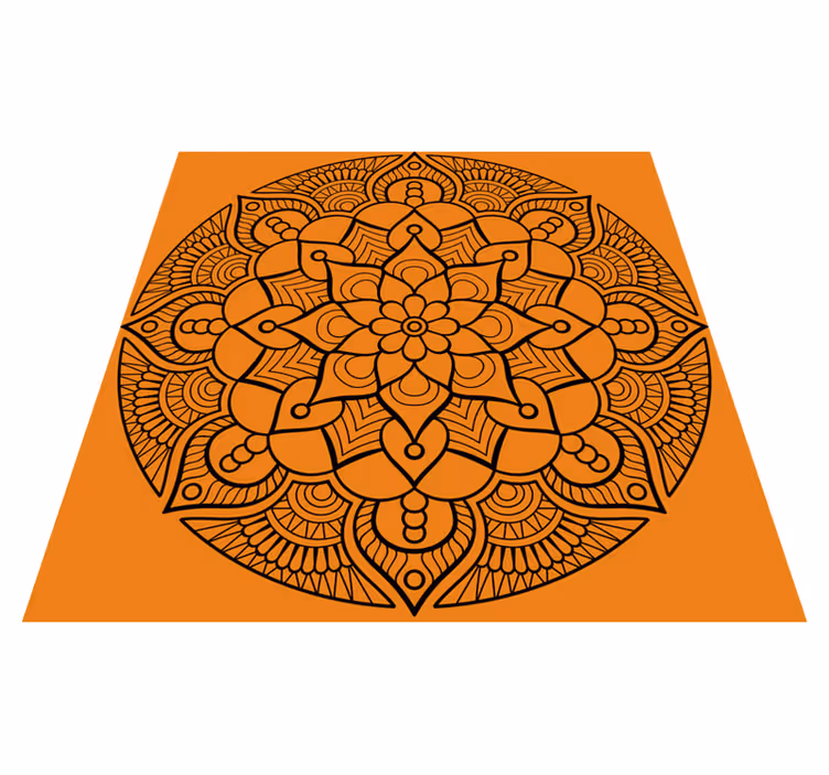 Tapis vinyle mandala motif mandala orange - TenStickers