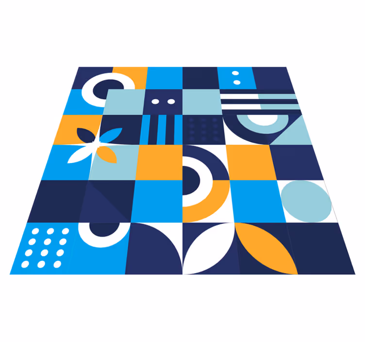 Tapis vinyle carreaux de ciment formes colorées géométriques - TenStickers