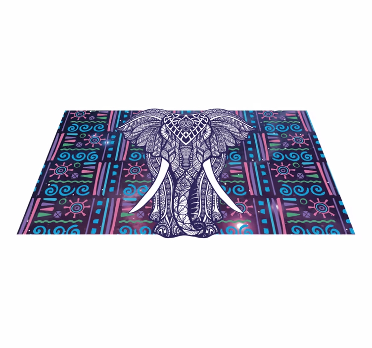Tapis vinyle éthnique motif d'éléphant complexe - TenStickers
