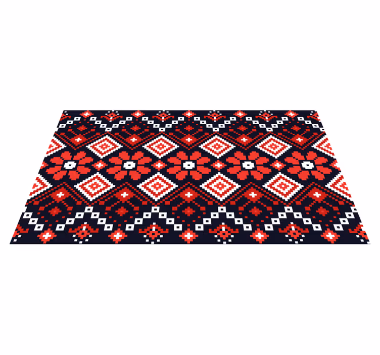 Tapis vinyle carte du monde motif floral traditionnel - TenStickers