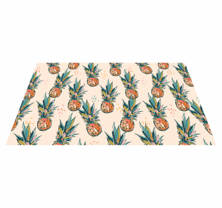 Tapis vinyle fleurs et plantes motif ananas tropical - TenStickers