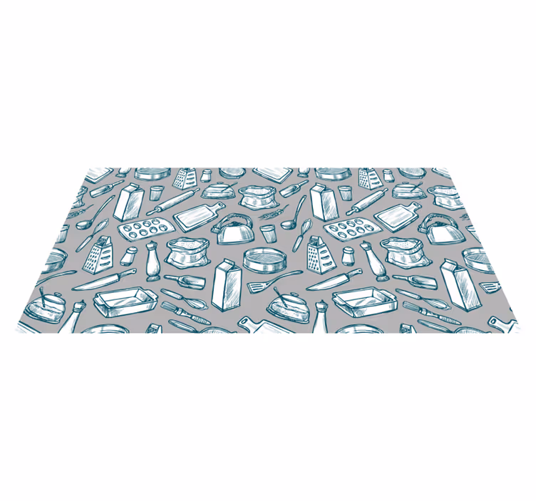 Tapis vinyle cuisine motif ustensiles de cuisine - TenStickers