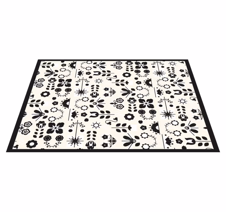 Tapis vinyle fleurs et plantes motifs floraux noirs - TenStickers