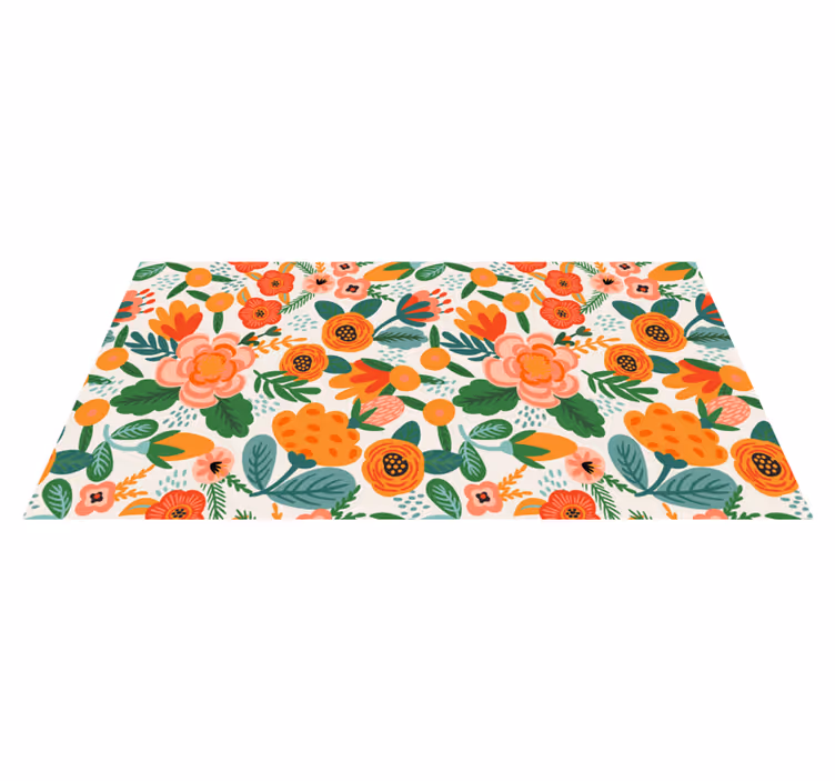 Tapis vinyle fleurs et plantes motif jardin floral - TenStickers