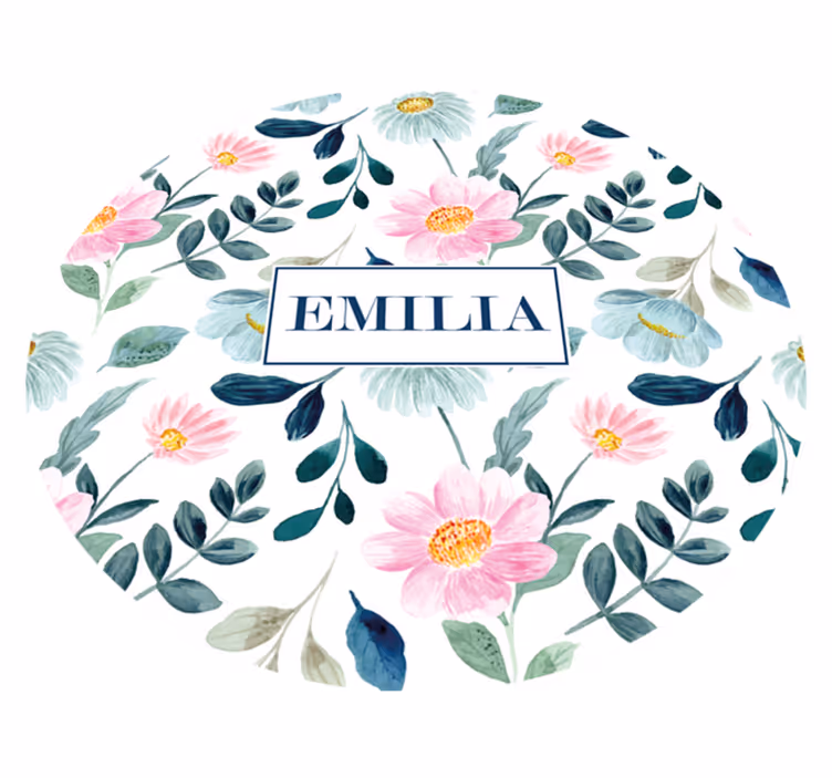 Tapis vinyle chambre personnalisation du nom floral - TenStickers