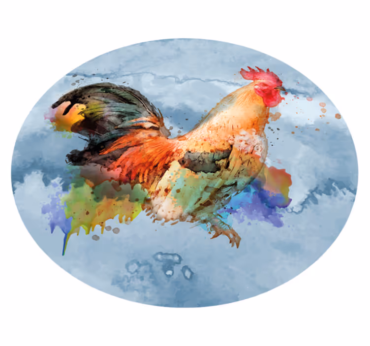 Tapis vinyle animal coq coloré Éclaboussure - TenStickers