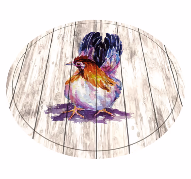 Tapis vinyle animal poule colorée et charmante - TenStickers