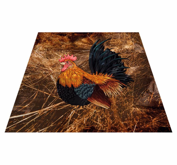 Tapis vinyle animal coq vibrant en couleur - TenStickers