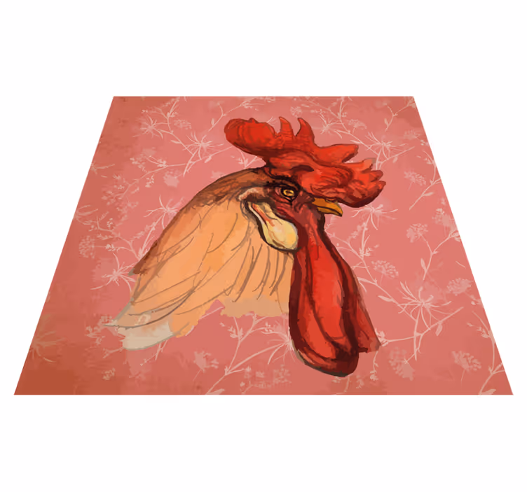 Tapis vinyle animal motif floral coq - TenStickers