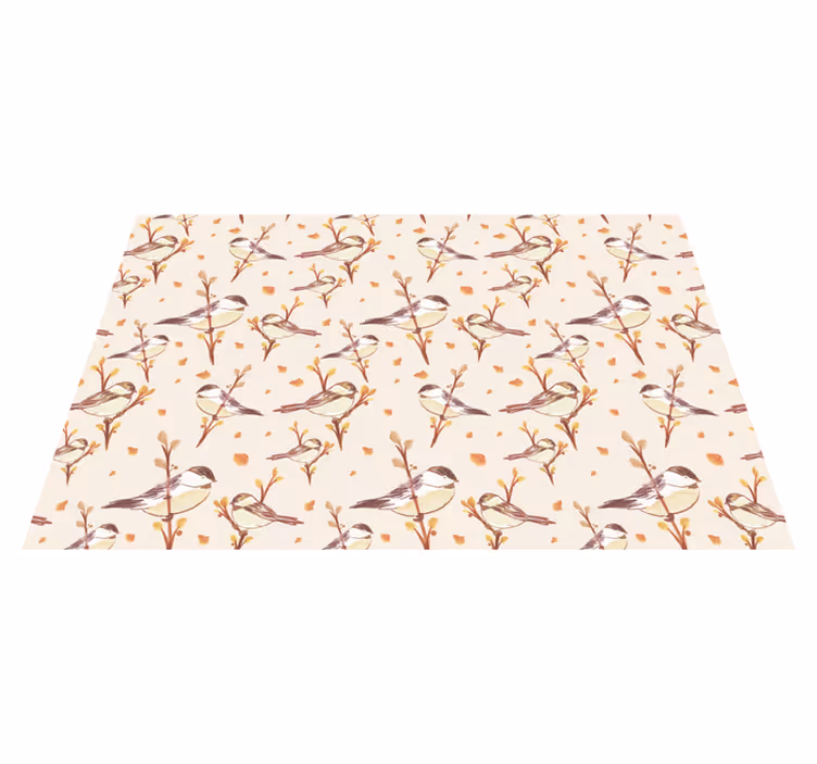 Tapis vinyle fleurs et plantes motifs d'oiseaux enchanteurs - TenStickers