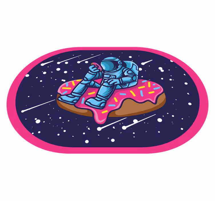 Tapis vinyle ado astronaute sur un beignet - TenStickers