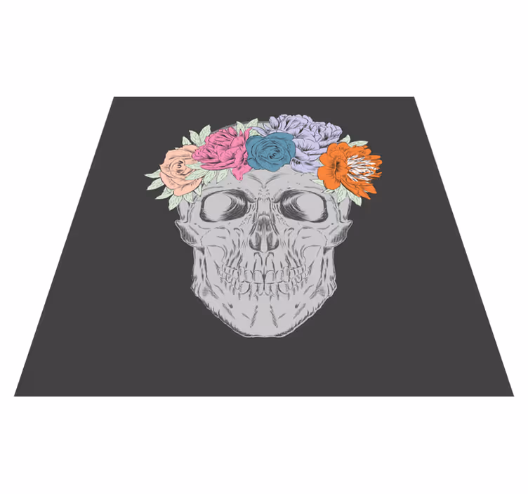 Tapis vinyle ado art du crâne floral - TenStickers