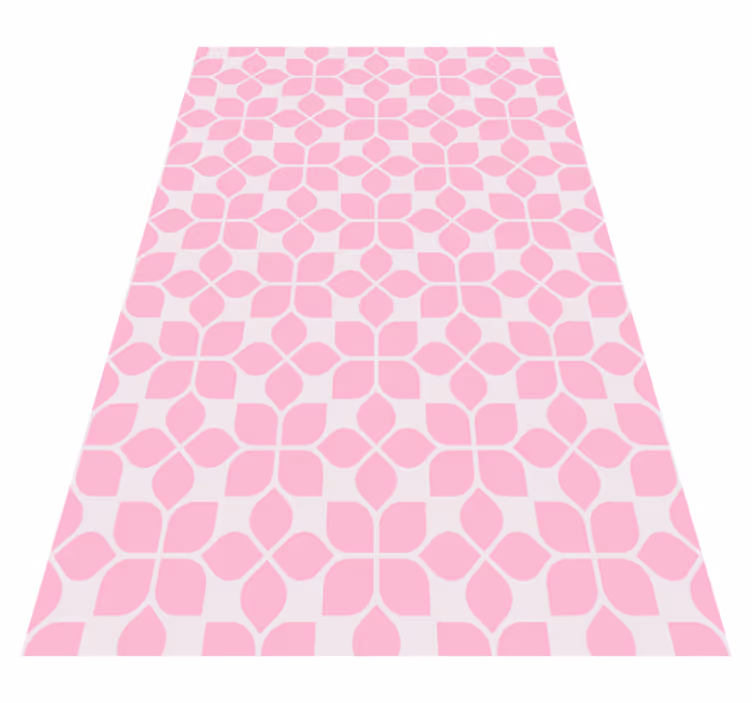 Tapis mosaique vinyle carrelage floral rose - TenStickers