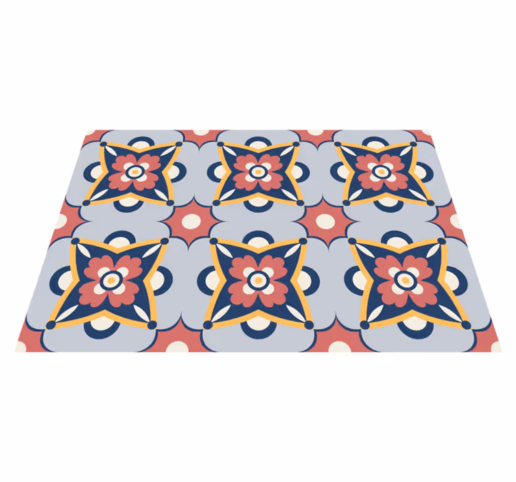 Tapis mosaique vinyle composition botanique grise - TenStickers