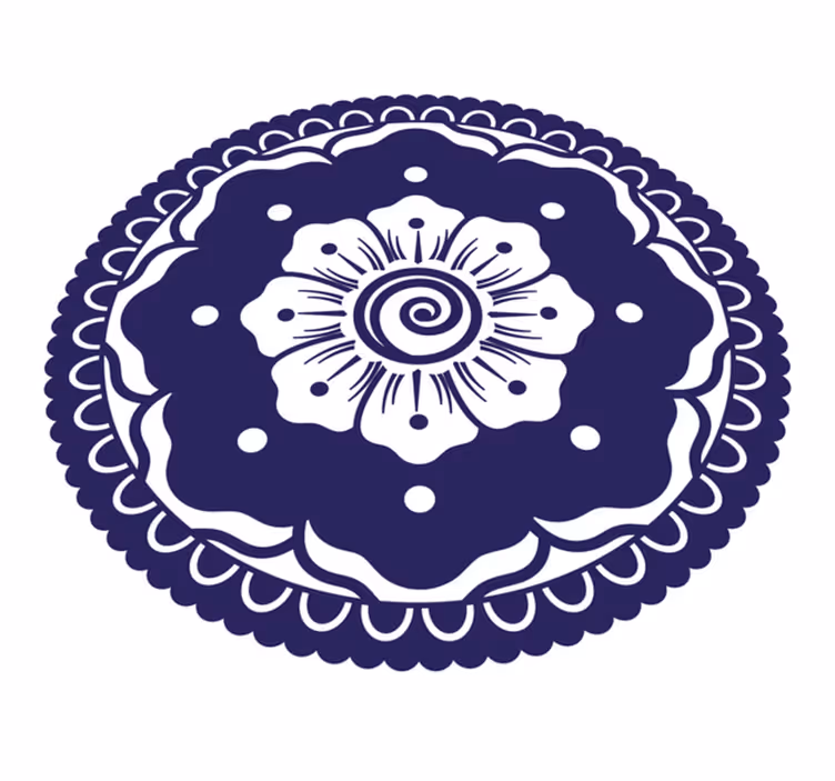 Tapis vinyle mandala composition florale bleu marine - TenStickers