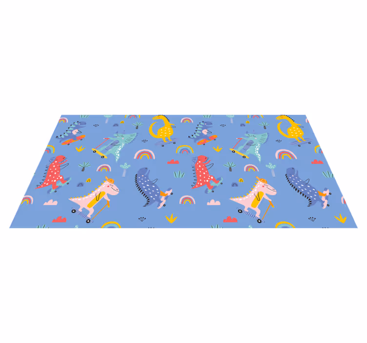 Tapis vinyle pour enfants aventure colorée de dinosaures - TenStickers