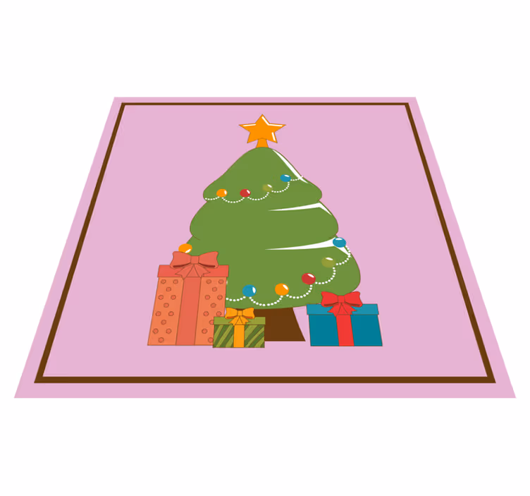 Tapis vinyle noël illustration d'un arbre avec des cadeaux - TenStickers