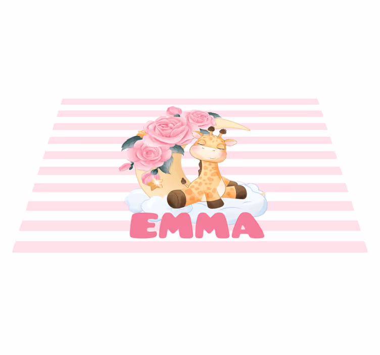 Tapis vinyle chambre bébé girafe heureuse personnalisée - TenStickers