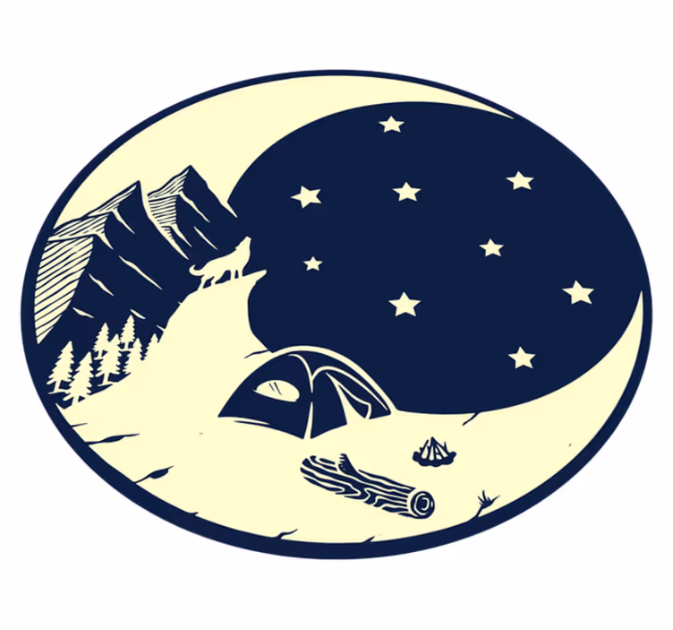 Tapis vinyle nature scène de camping au clair de lune - TenStickers