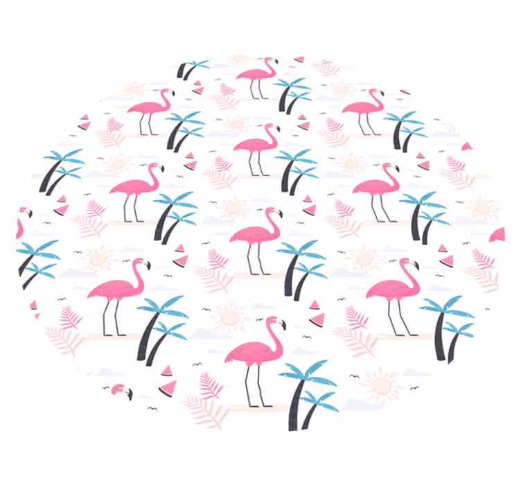 Tapis vinyle ado scène tropicale de flamants roses - TenStickers