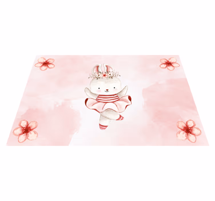 Tapis vinyle pour enfants illustration de lapin de ballet - TenStickers
