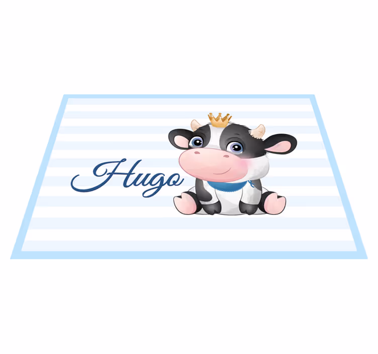 Tapis vinyle chambre bébé vache bébé avec nom - TenStickers