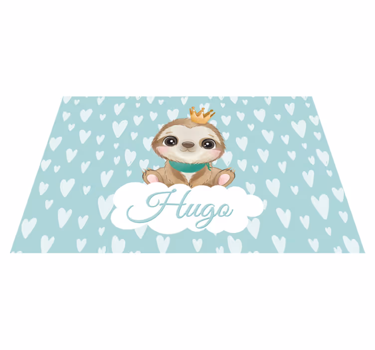 Tapis vinyle chambre bébé paresseux avec prénom - TenStickers