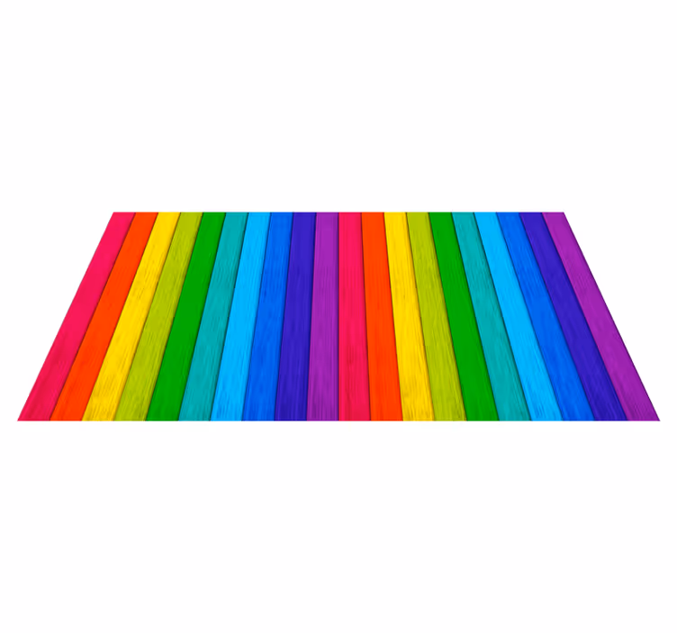 Tapis vinyle imitation parquet motif rayures arc-en-ciel - TenStickers