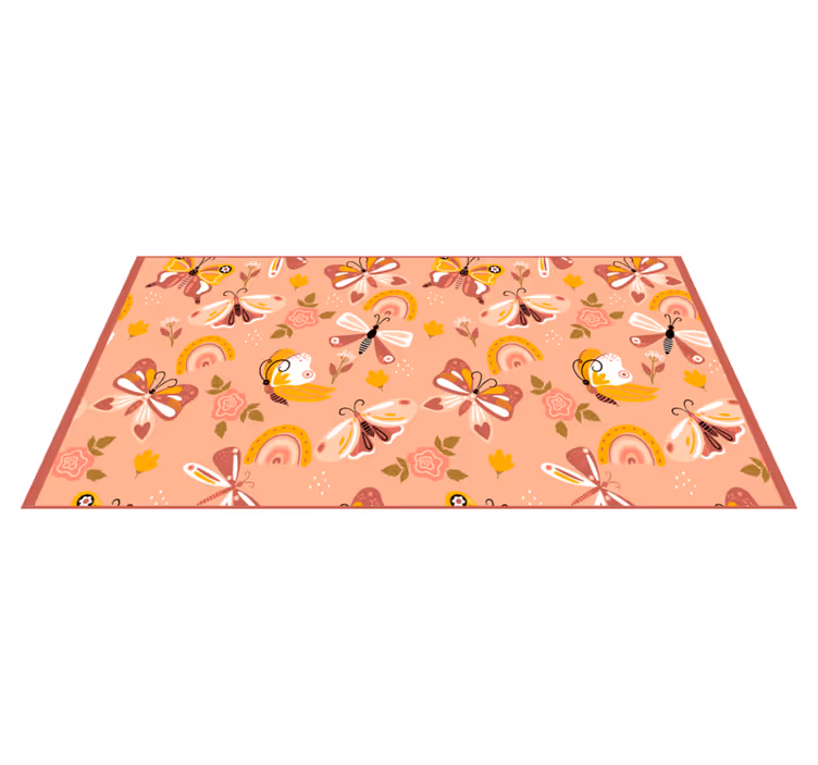 Tapis vinyle chambre bébé papillons floraux colorés - TenStickers