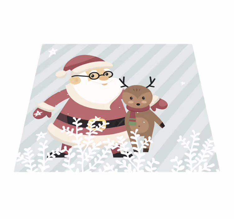 Tapis vinyle noël saint Nicolas et ses rennes - TenStickers
