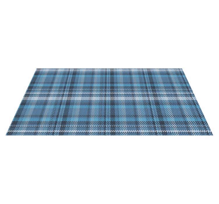 Tapis vinyle rayures motif écossais bleu - TenStickers