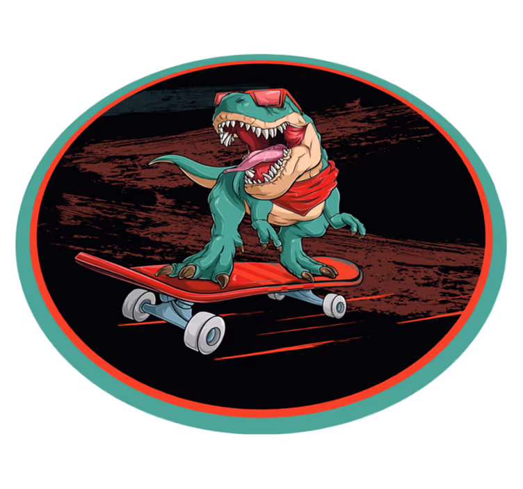 Tapis vinyle ado dinosaure cool en skateboard - TenStickers